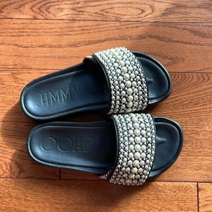Jimmy Choo Fitz slides missing one pearl size 36-no box/dustbag
